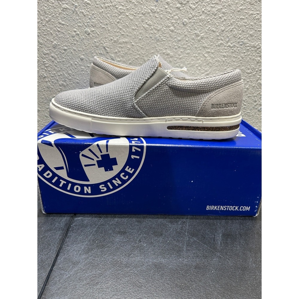 Birkenstock Barrie Slip On Sneaker Womens 38 L7 Grey Textile Suede New - Picture 6 of 10
